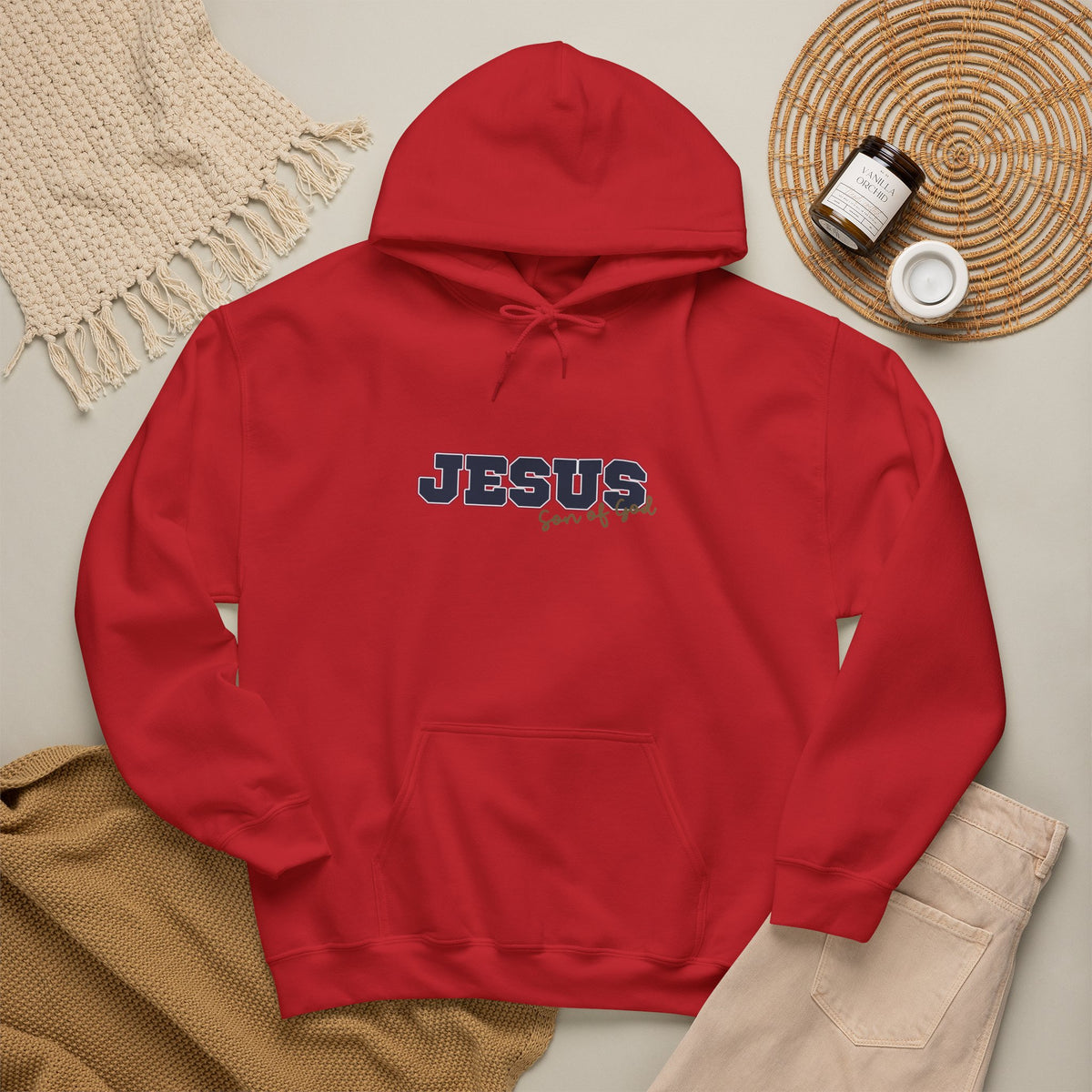 'Jesus, Son of God' Blue Design. Unisex Hoodie