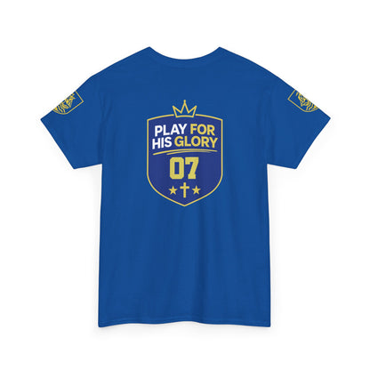 'Play For His Glory' Curaçao Blauw voetbalshirt - WK nummer (met gepersonaliseerde naam en rugnummer)