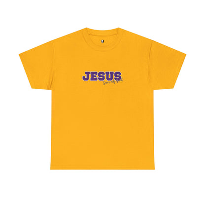 JESUS, Son of God - Varsity T-Shirt - Purple Letters
