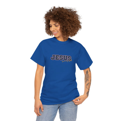 JESUS, Son of God - Varsity T-Shirt - Blauwe Letters