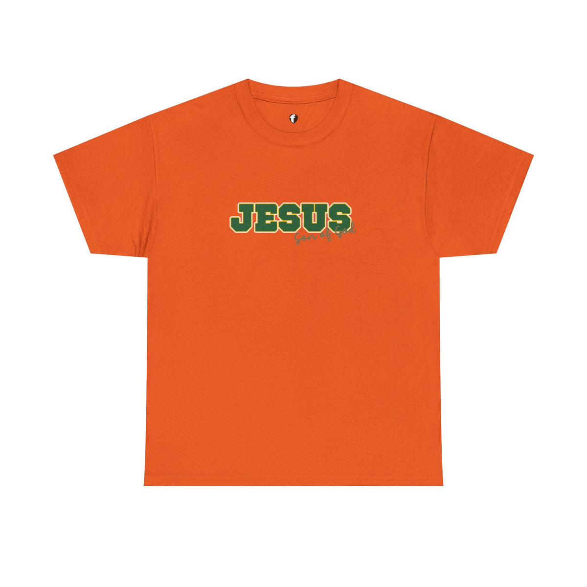 JESUS, Son of God - Varsity T-Shirt - Green Letters