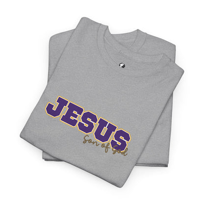 JESUS, Son of God - Varsity T-Shirt - Purple Letters