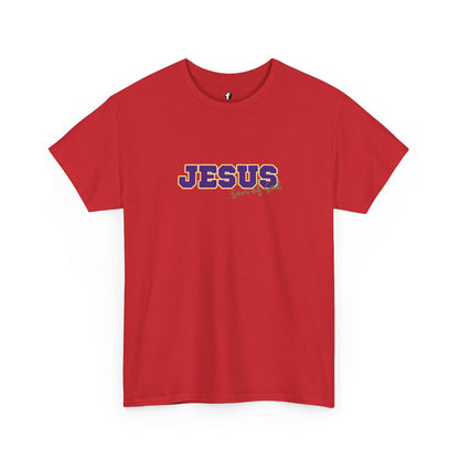 JESUS, Son of God - Varsity T-Shirt - Purple Letters