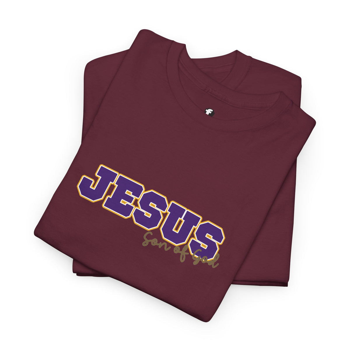 JESUS, Son of God - Varsity T-Shirt - Purple Letters