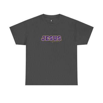 JESUS, Son of God - Varsity T-Shirt - Purple Letters
