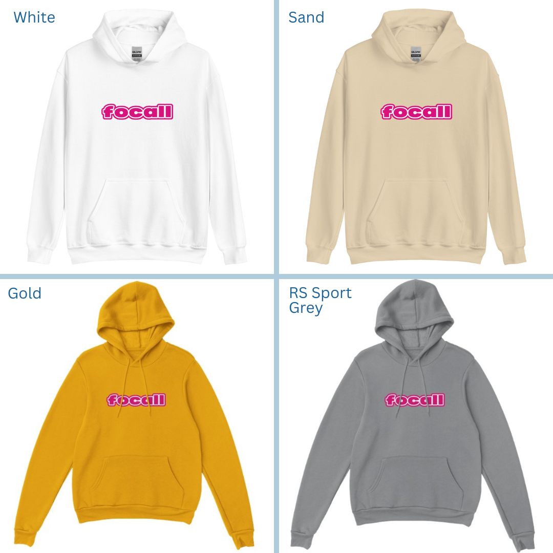 Unisex Classic Pullover Hoodie | Focall Pink White letters