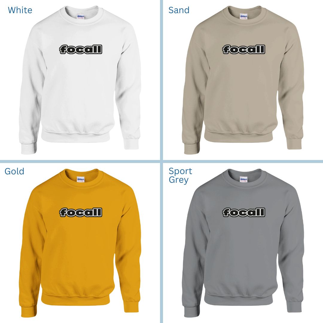Classic Unisex Crew Neck Sweatshirt | Focall Black White Letters