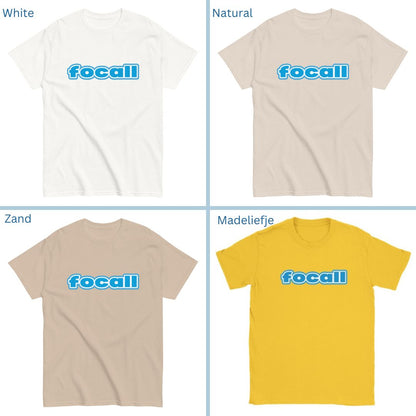 Classic Unisex Crew Neck T-Shirt | Focall Blue White Letters