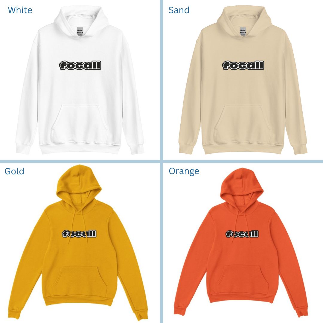 Unisex Classic Pullover Hoodie | Focall Black White letters