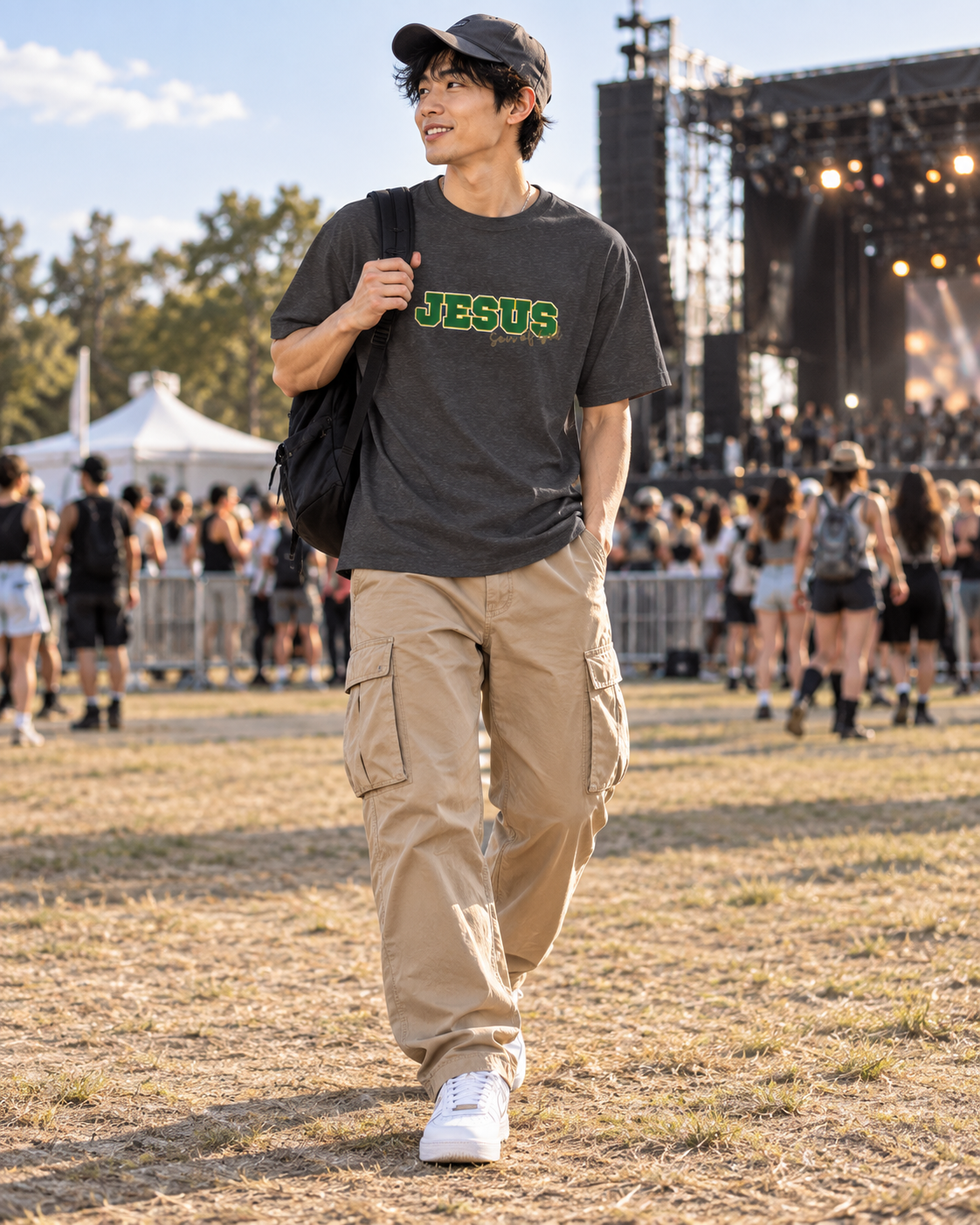 JESUS, Son of God - Varsity T-Shirt - Green Letters