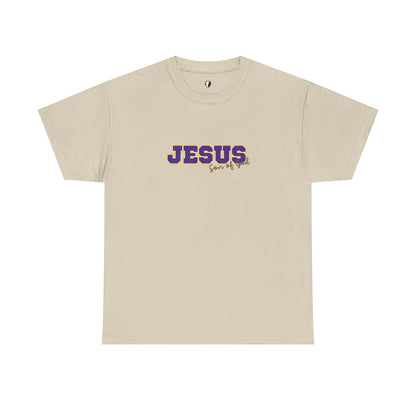 JESUS, Son of God - Varsity T-Shirt - Purple Letters