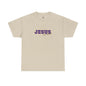 JESUS, Son of God - Varsity T-Shirt - Purple Letters