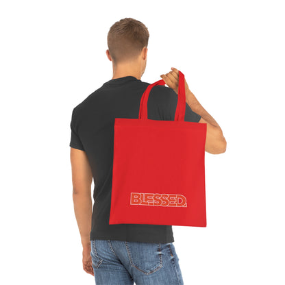 'Blessed' Cotton Tote — Minimalist faith tote bag with ‘BLESSED’ text and Focall emblem