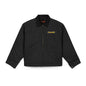Embroidered duck canvas work jacket | Men's | Durable black carpenter-style jacket | Focall® yellow lettering