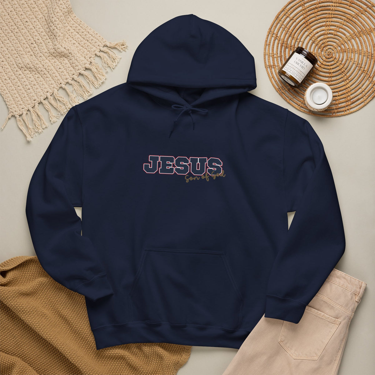 'Jesus, Son of God' Blue Design. Unisex Hoodie