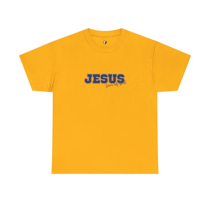 JESUS, Son of God - Varsity T-Shirt - Blauwe Letters