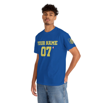 'Play For His Glory' Curaçao Blauw voetbalshirt - WK nummer (met gepersonaliseerde naam en rugnummer)
