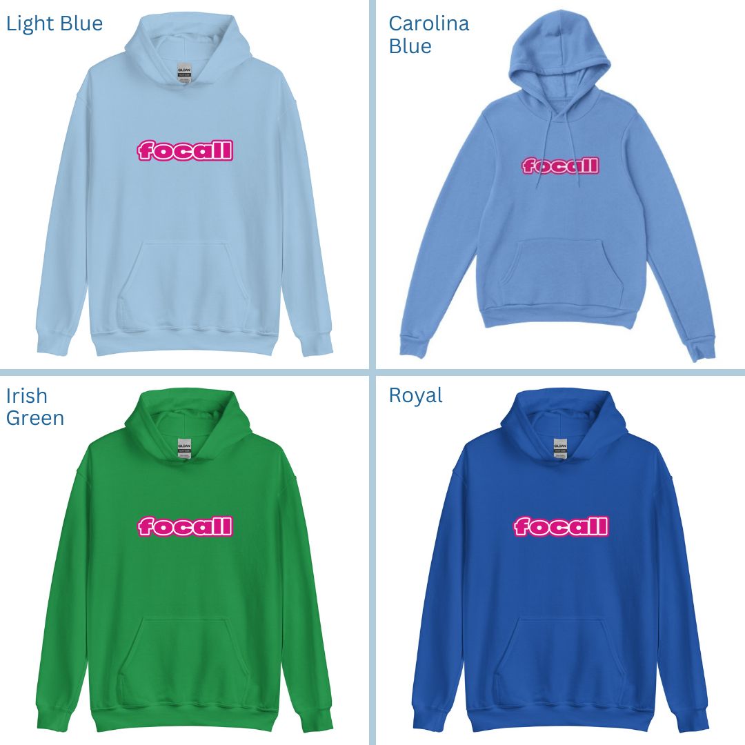 Unisex Classic Pullover Hoodie | Focall Pink White letters