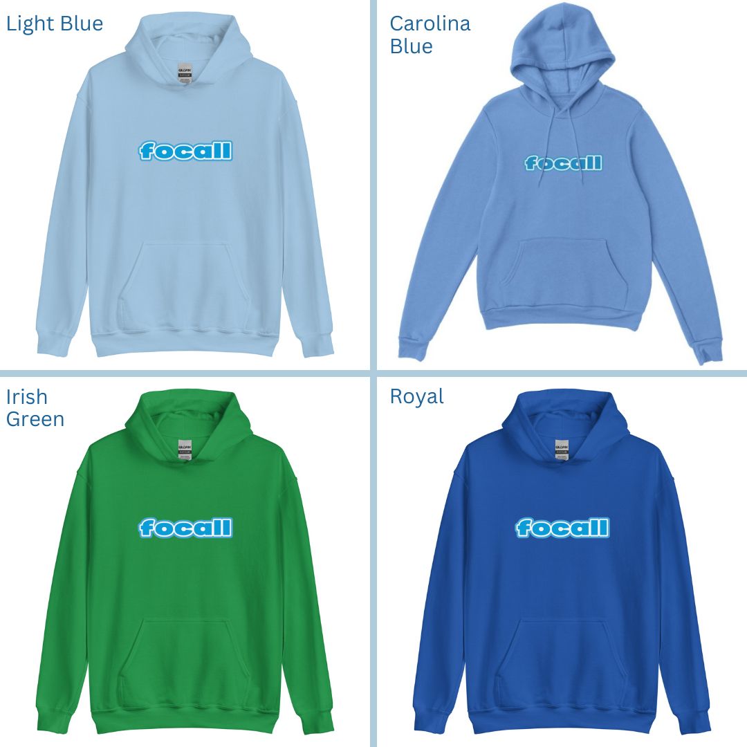 Unisex Classic Pullover Hoodie | Focall Blue White letters