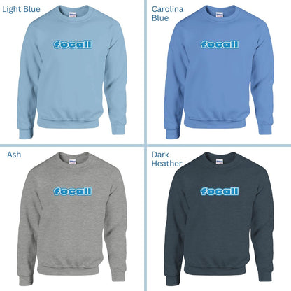 Classic Unisex Crew Neck Sweatshirt | Focall Blue White Letters