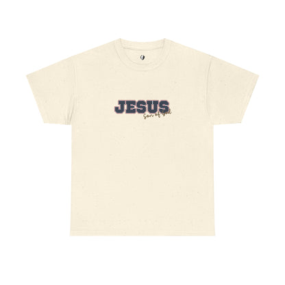 JESUS, Son of God - Varsity T-Shirt - Blauwe Letters