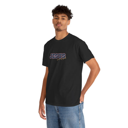 JESUS, Son of God - Varsity T-Shirt - Blauwe Letters
