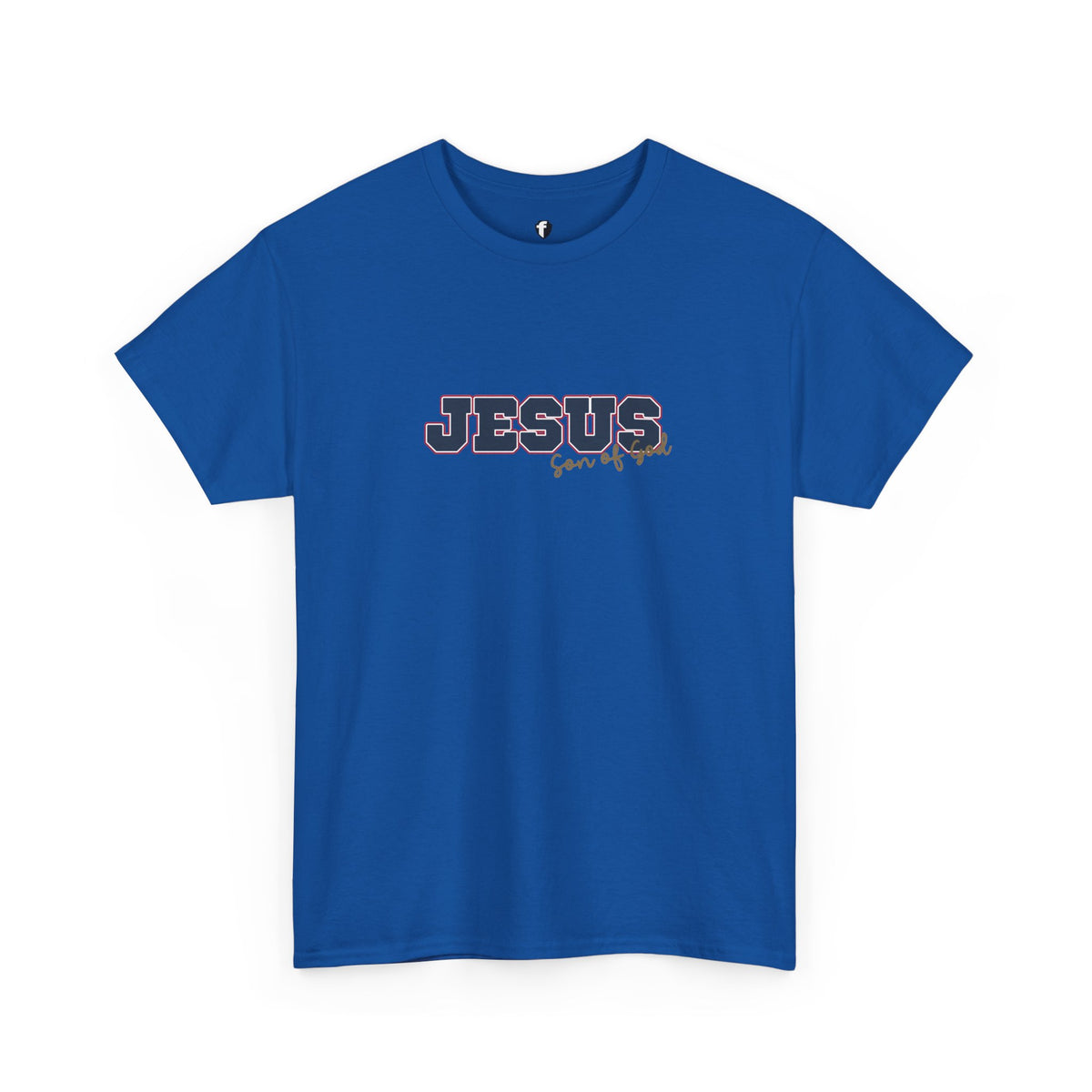 JESUS, Son of God - Varsity T-Shirt - Blauwe Letters