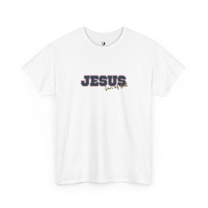 JESUS, Son of God - Varsity T-Shirt - Blauwe Letters