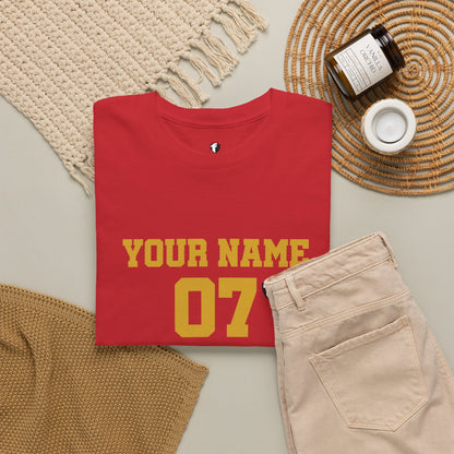 'Jesus Is My Goal' — Red Football Jersey in Spanish Style (WC, personalized)