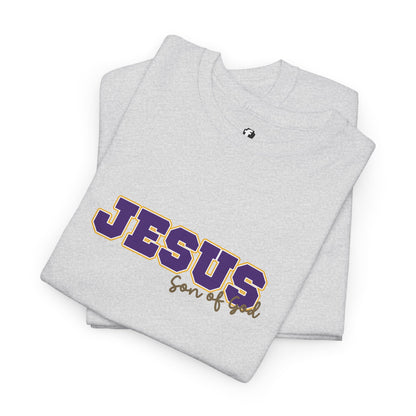 JESUS, Son of God - Varsity T-Shirt - Purple Letters