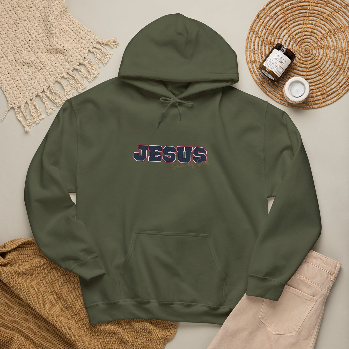 'Jesus, Son of God' Blue Design. Unisex Hoodie