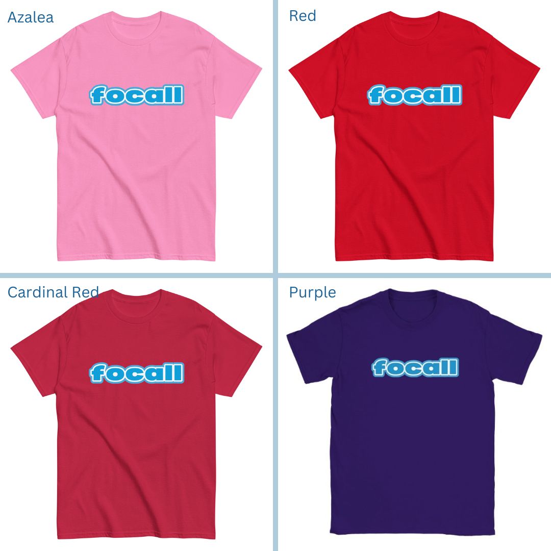 Classic Unisex Crew Neck T-Shirt | Focall Blue White Letters