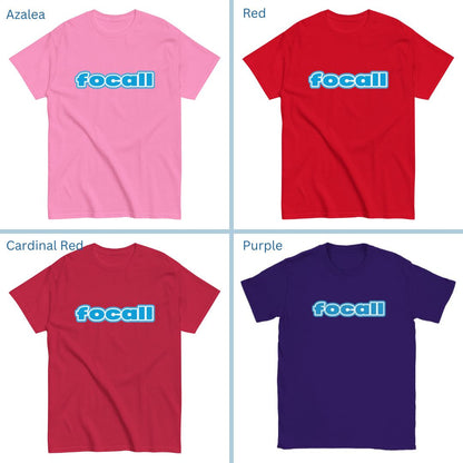 Classic Unisex Crew Neck T-Shirt | Focall Blue White Letters