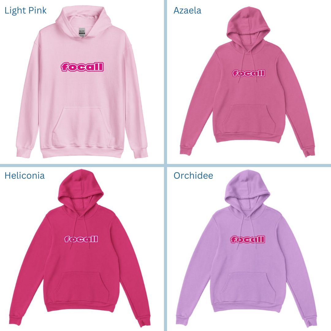 Unisex Classic Pullover Hoodie | Focall Pink White letters