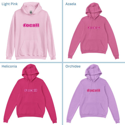 Unisex Classic Pullover Hoodie | Focall Pink White letters