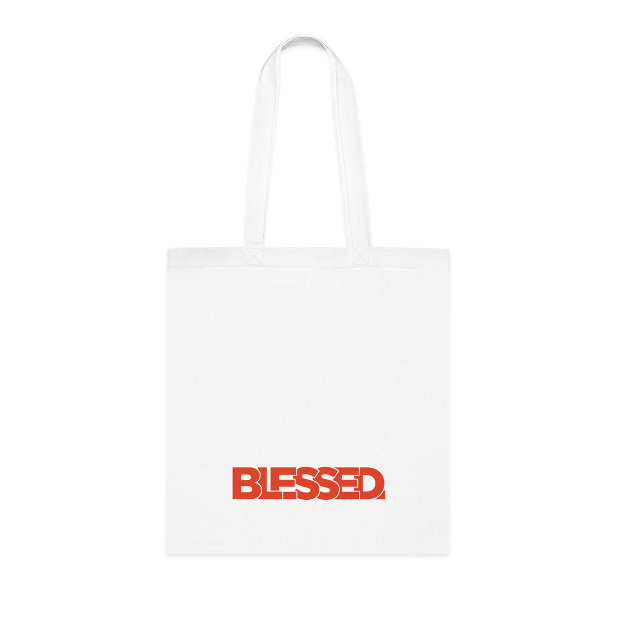 'Blessed' Cotton Tote — Minimalist faith tote bag with ‘BLESSED’ text and Focall emblem