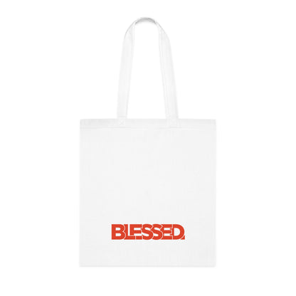 'Blessed' Cotton Tote — Minimalist faith tote bag with ‘BLESSED’ text and Focall emblem
