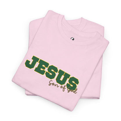 JESUS, Son of God - Varsity T-Shirt - Green Letters