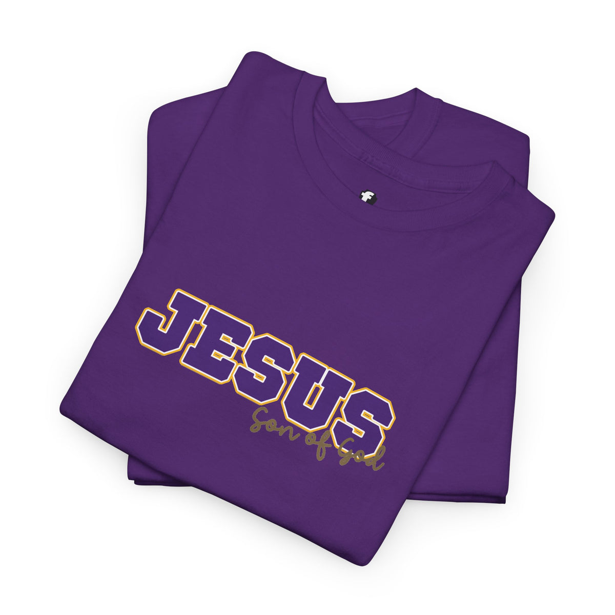 JESUS, Son of God - Varsity T-Shirt - Purple Letters