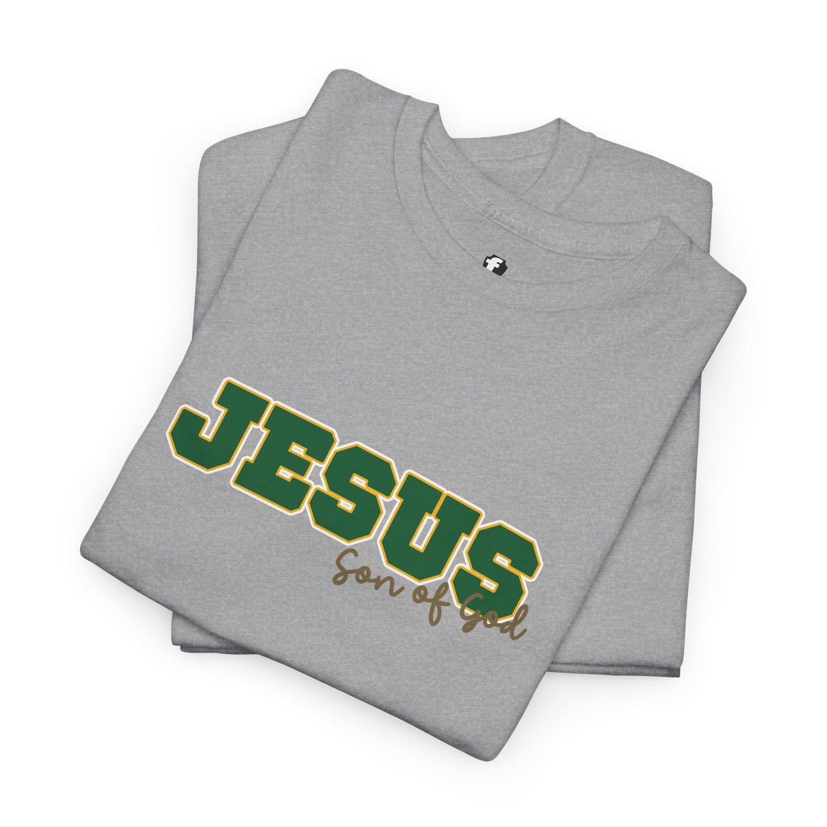 JESUS, Son of God - Varsity T-Shirt - Green Letters