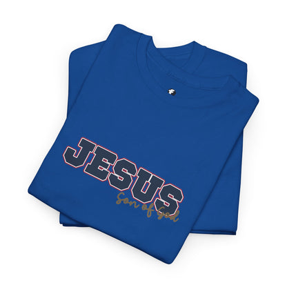 JESUS, Son of God - Varsity T-Shirt - Blauwe Letters