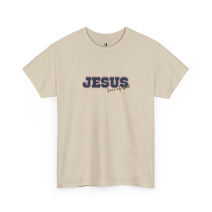 JESUS, Son of God - Varsity T-Shirt - Blauwe Letters