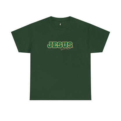 JESUS, Son of God - Varsity T-Shirt - Green Letters