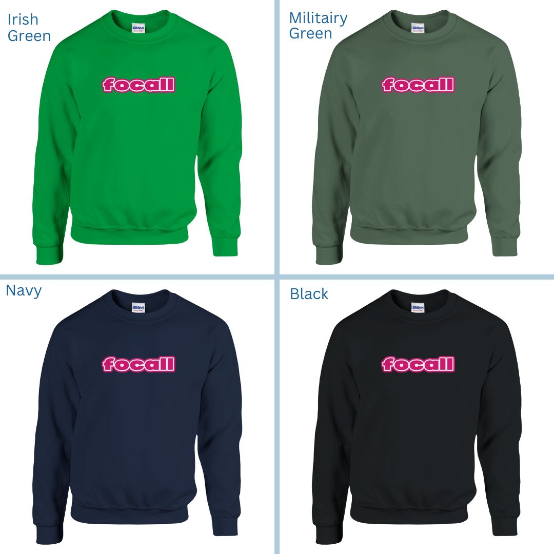 Classic Unisex Crew Neck Sweatshirt | Focall Pink White Letters