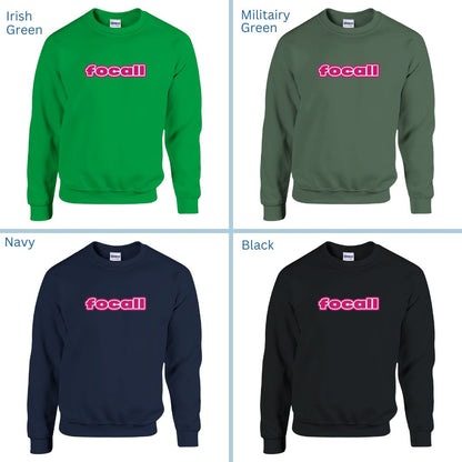 Classic Unisex Crew Neck Sweatshirt | Focall Pink White Letters