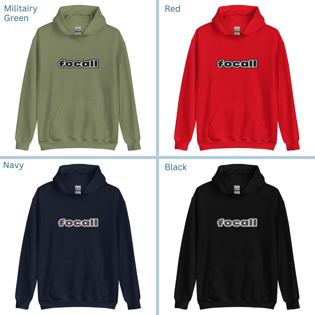 Unisex Classic Pullover Hoodie | Focall Black White letters