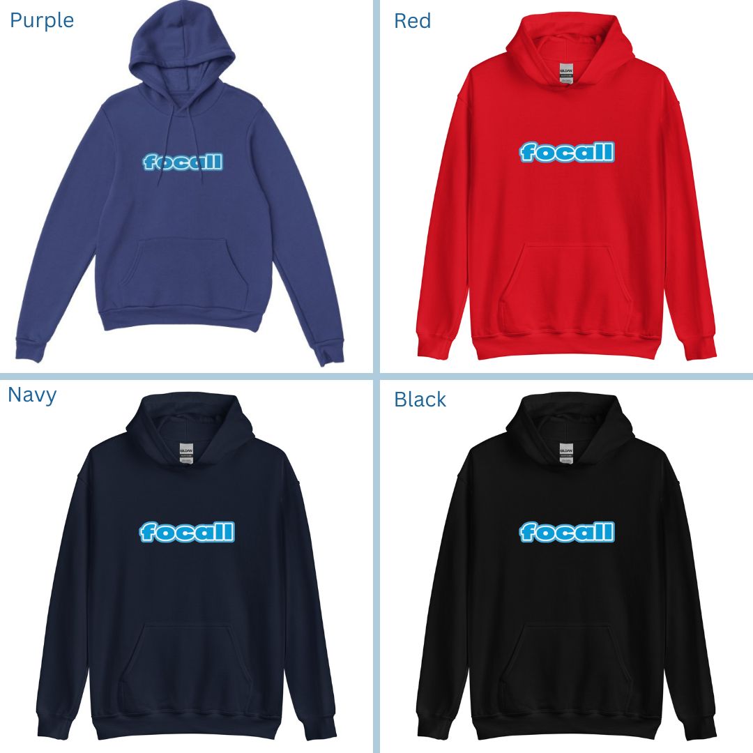 Unisex Classic Pullover Hoodie | Focall Blue White letters