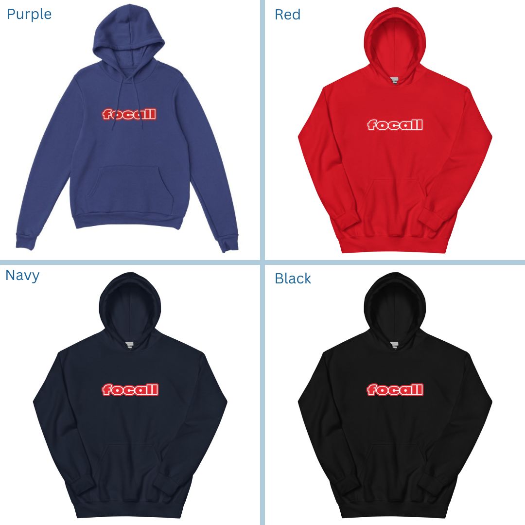 Unisex Classic Pullover Hoodie | Focall Red White letters