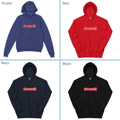 Unisex Classic Pullover Hoodie | Focall Red White letters