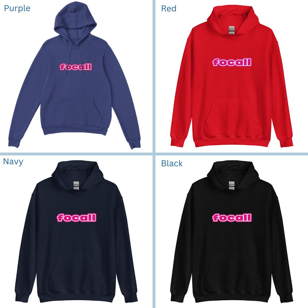 Unisex Classic Pullover Hoodie | Focall Pink White letters